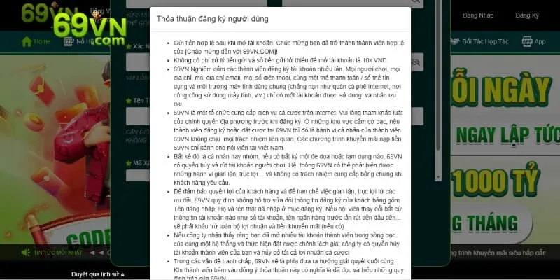 Những lưu ý khi đăng ký 69VN